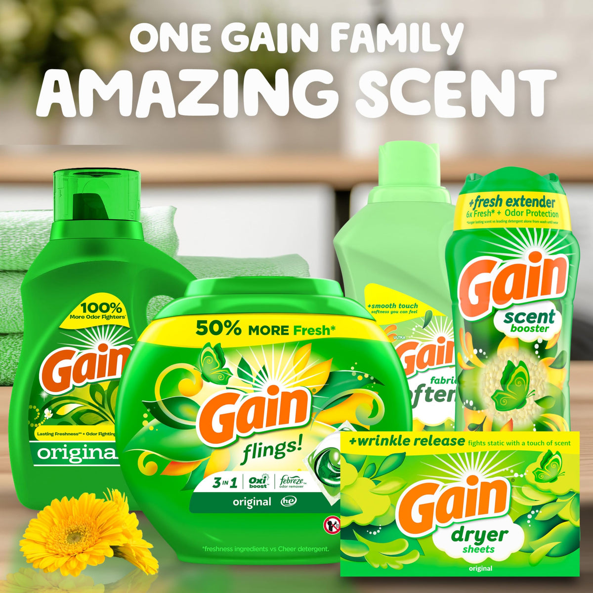 Gain In-Wash Laundry Scent Booster, Original, 853g