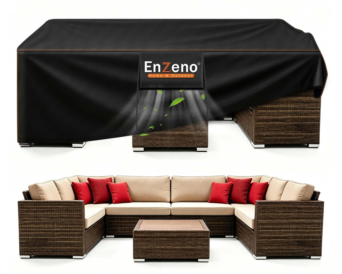 Enzeno Waterproof Rectangular Patio Furniture Cover, 98" x 98" x 35"