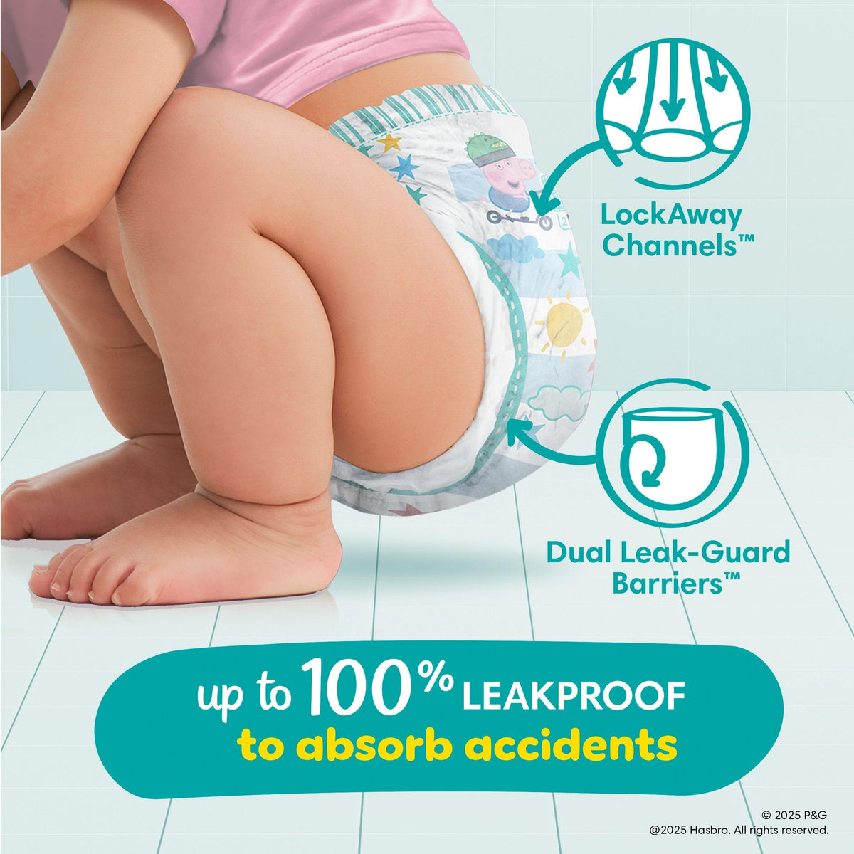 Pampers Easy Ups Potty Training Pants, Peppa, Size 5 (3T-4T), 66 Count