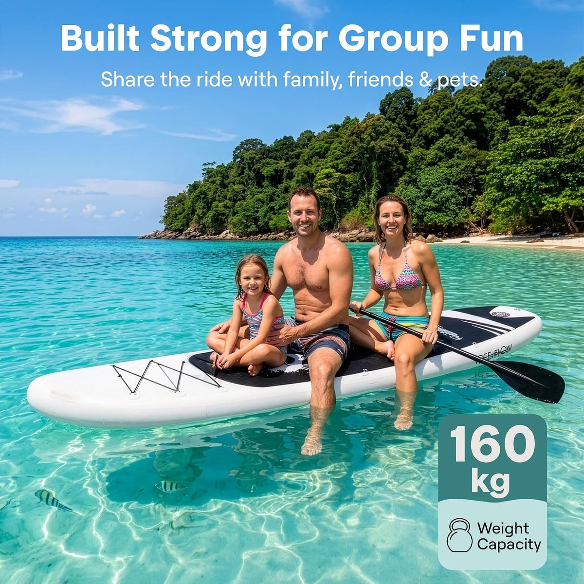 SereneLife Inflatable Stand Up Paddle Board, 10'6", with Accessories