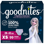 GoodNites Girls' Underwear, Extra Small (28-43 lbs), 99 Count