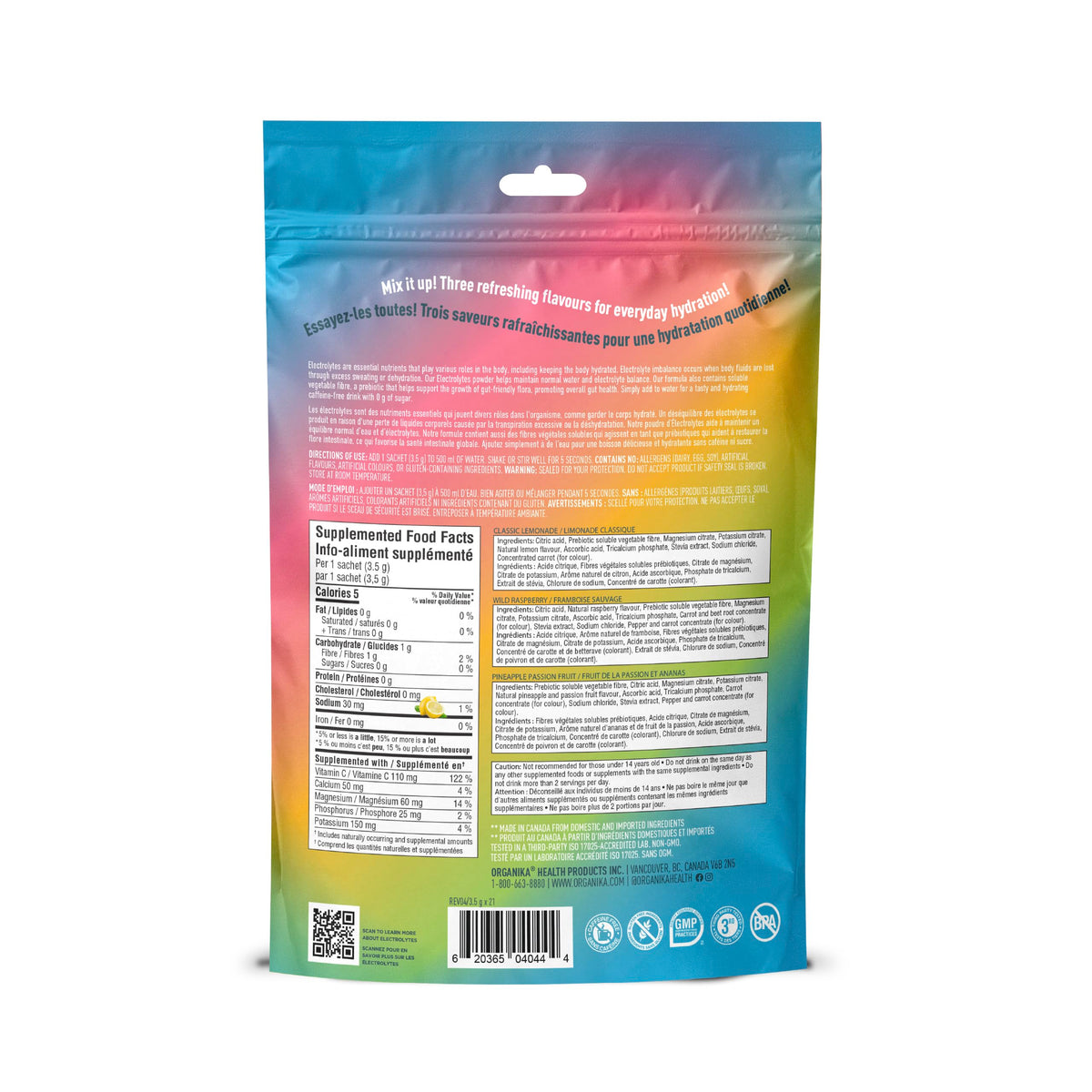 Organika Electrolytes Powder Variety Pack, 21 Sachets