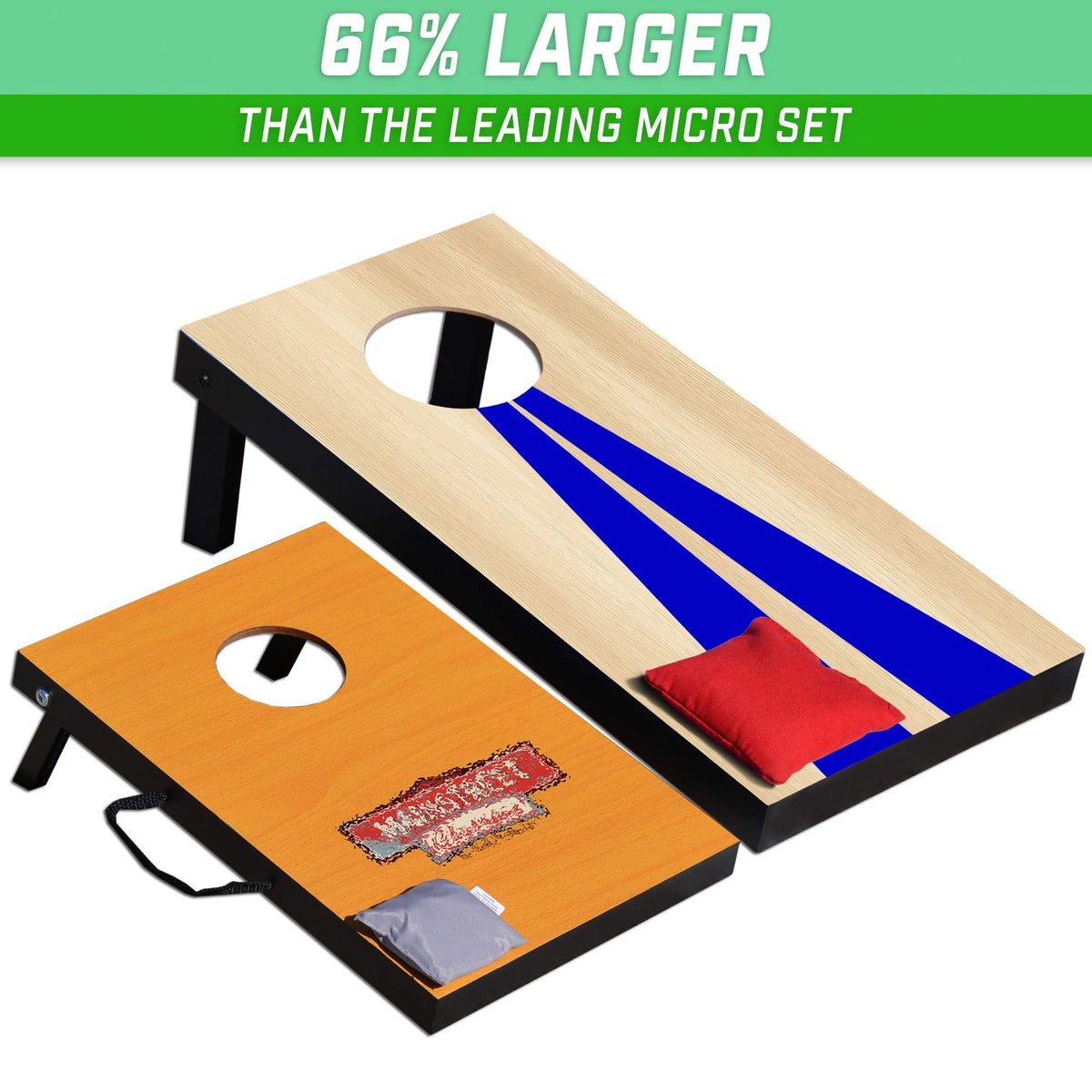 GoSports Portable Cornhole Game Set, 2 ft x 1 ft, 6 Bean Bags