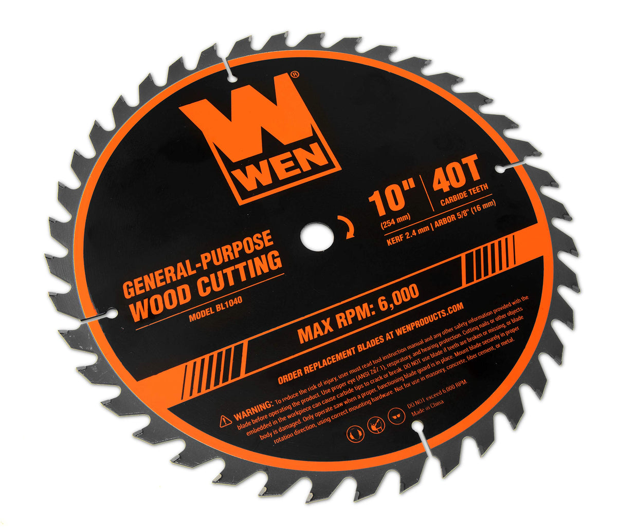Wen BL1040 10" 40-Tooth Carbide-Tipped Woodworking Saw Blade
