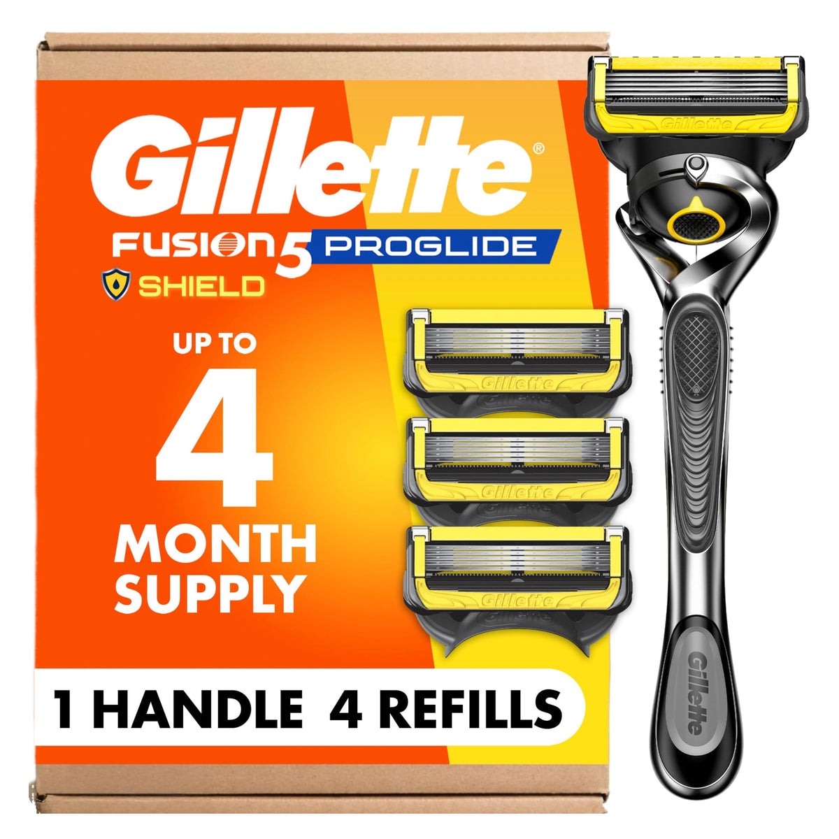 Gillette ProGlide Shield Men's Razor, 1 Handle and 4 Refills