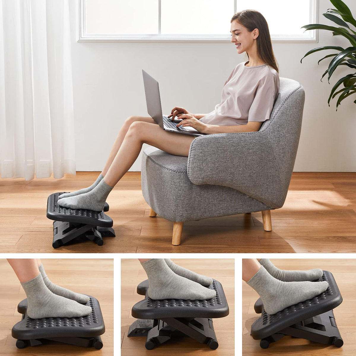 Huanuo Adjustable Under Desk Footrest, 3 Height Positions