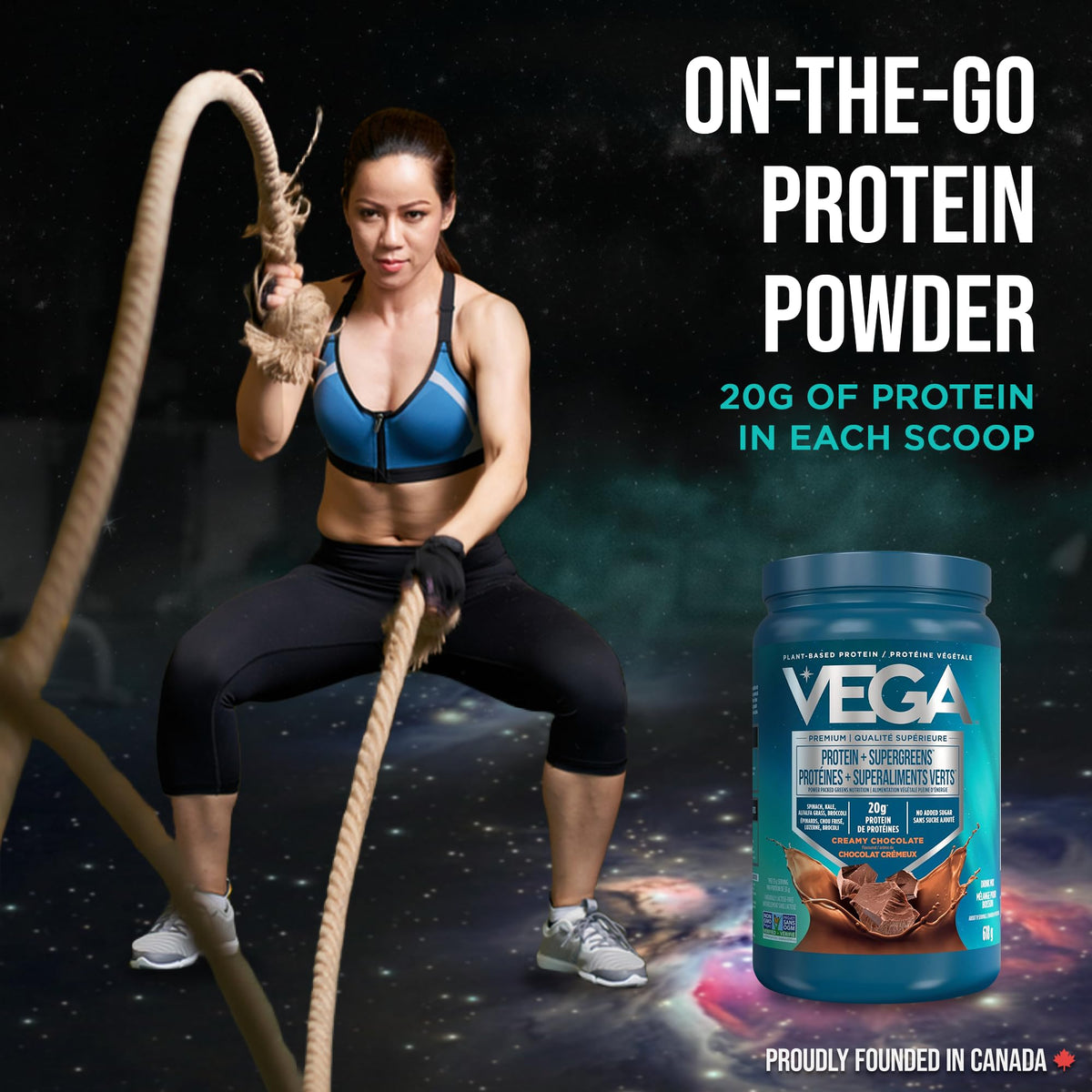 Vega Protein + Supergreens Plant-Based Protein, Chocolate, 618 g