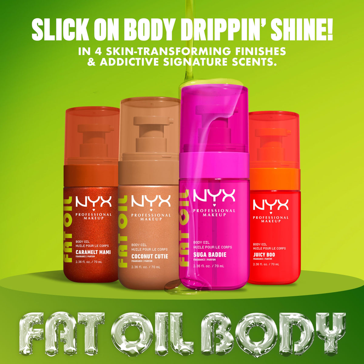 NYX Fat Oil Body Oil, Caramelt Mami Caramel & Pistachio, 70 ml