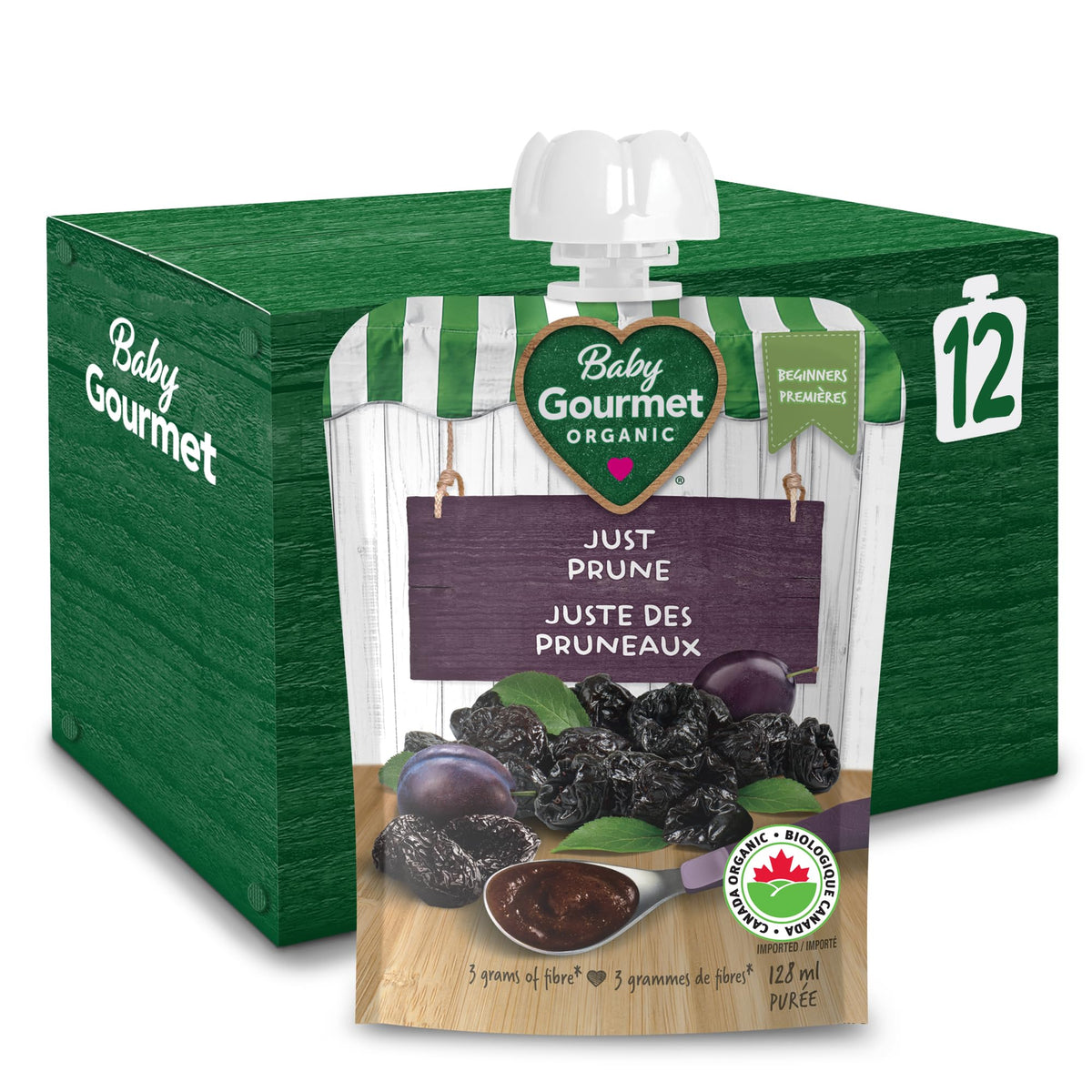 Baby Gourmet Organic Baby Food Pouches, Simply Prune, 128ml, 12 Pack