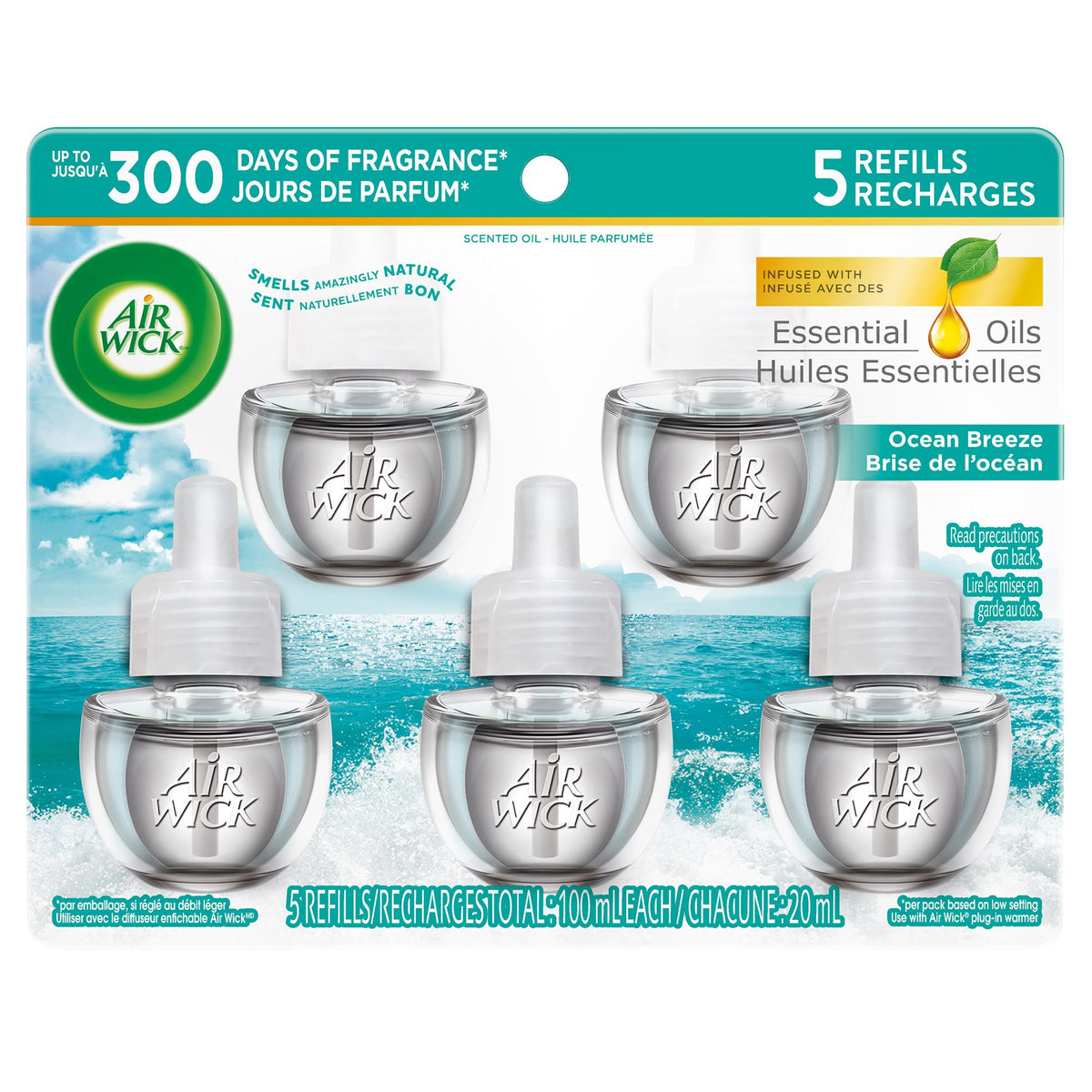 Air Wick Plug In Scented Oil Refills, Ocean Breeze, 5 Count