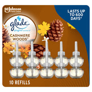 Glade PlugIns Scented Oil Refill, Cashmere Woods, 10 Refills