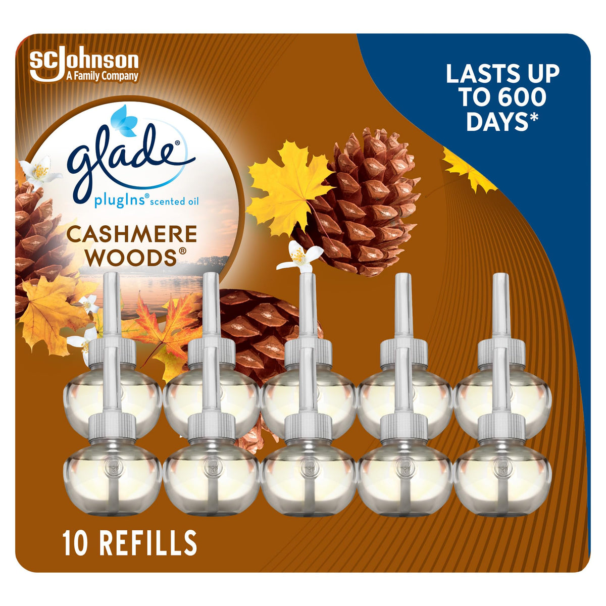 Glade PlugIns Scented Oil Refill, Cashmere Woods, 10 Refills