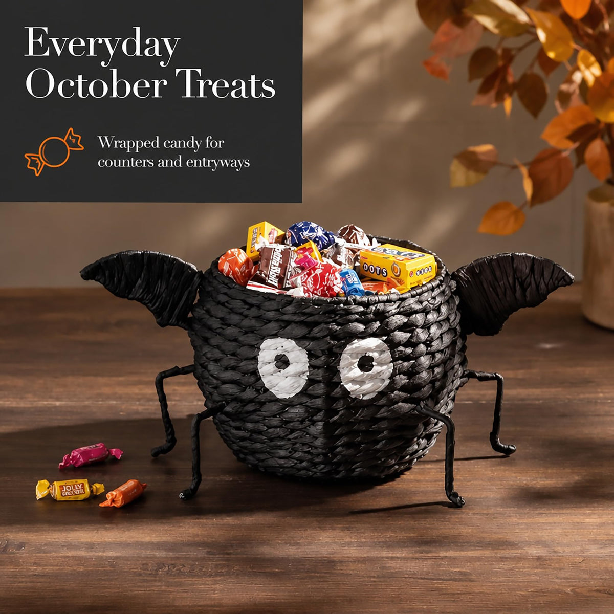Mud Pie Halloween Bat Candy Bowl, Footed