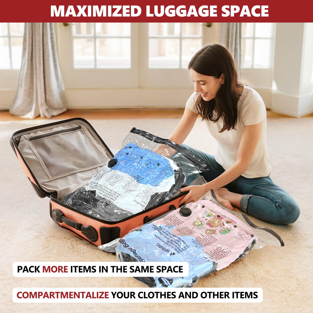 Travel Vacuum Storage Bags with Electric Pump, 12 Piece Set