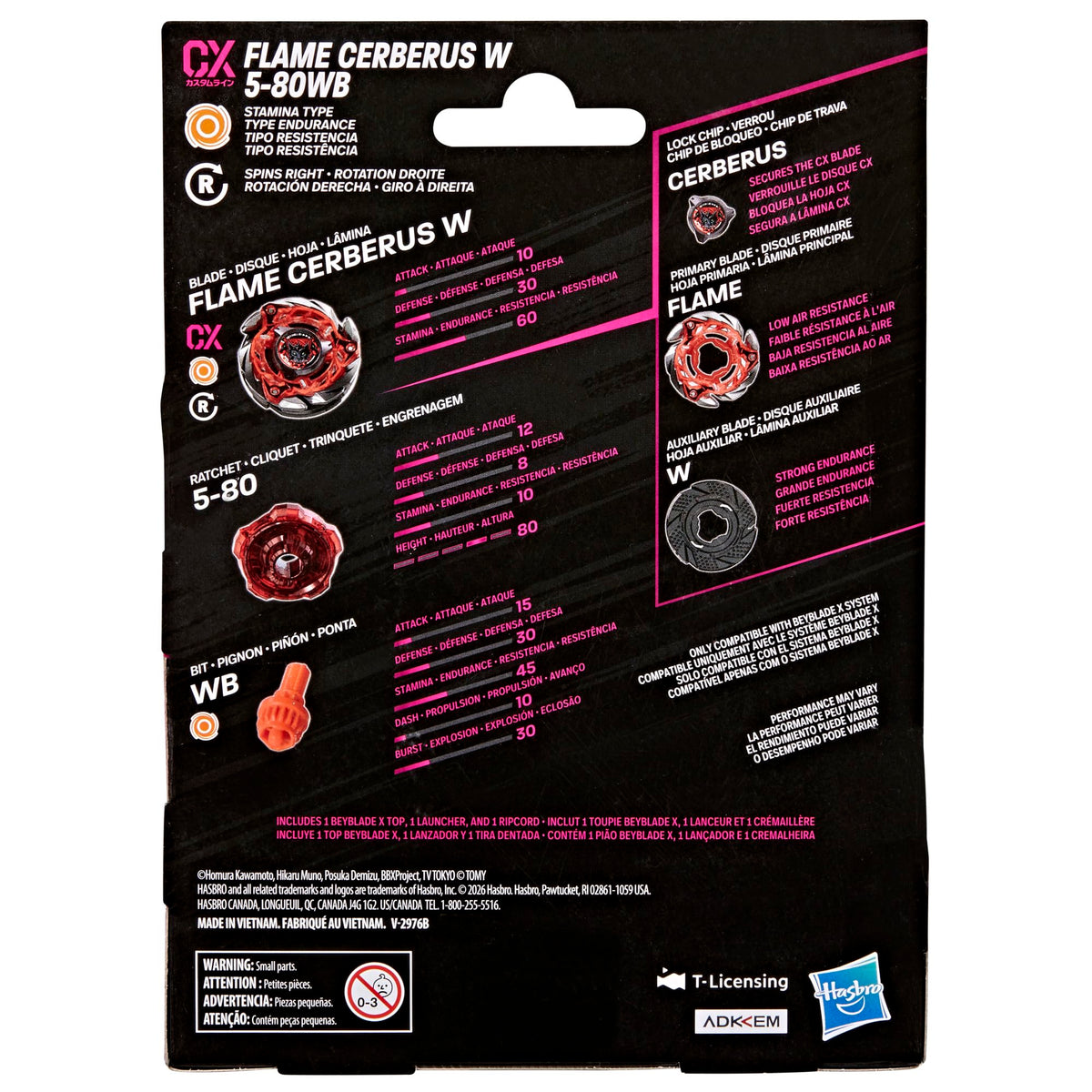 Beyblade X Flame Cerberus W 5-80WB CX Starter Pack, Ages 8+