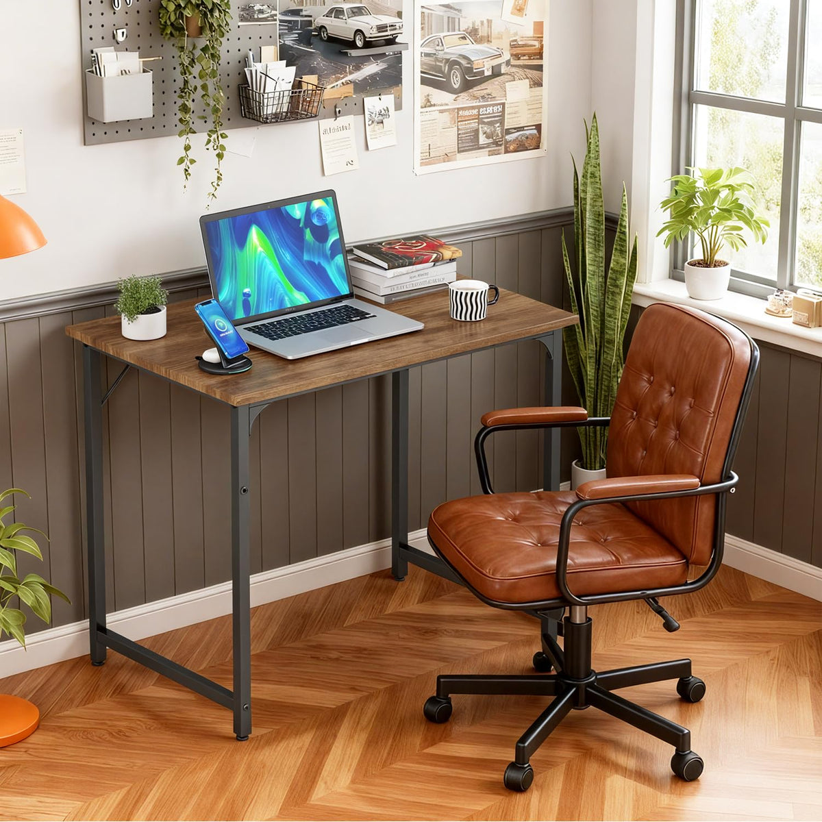 BestOffice Computer Desk with Metal Frame, Vintage