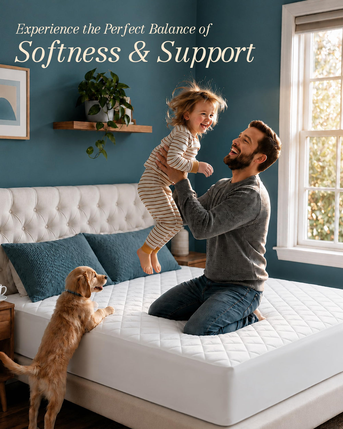 Utopia Bedding Quilted Fitted Mattress Pad, King, White