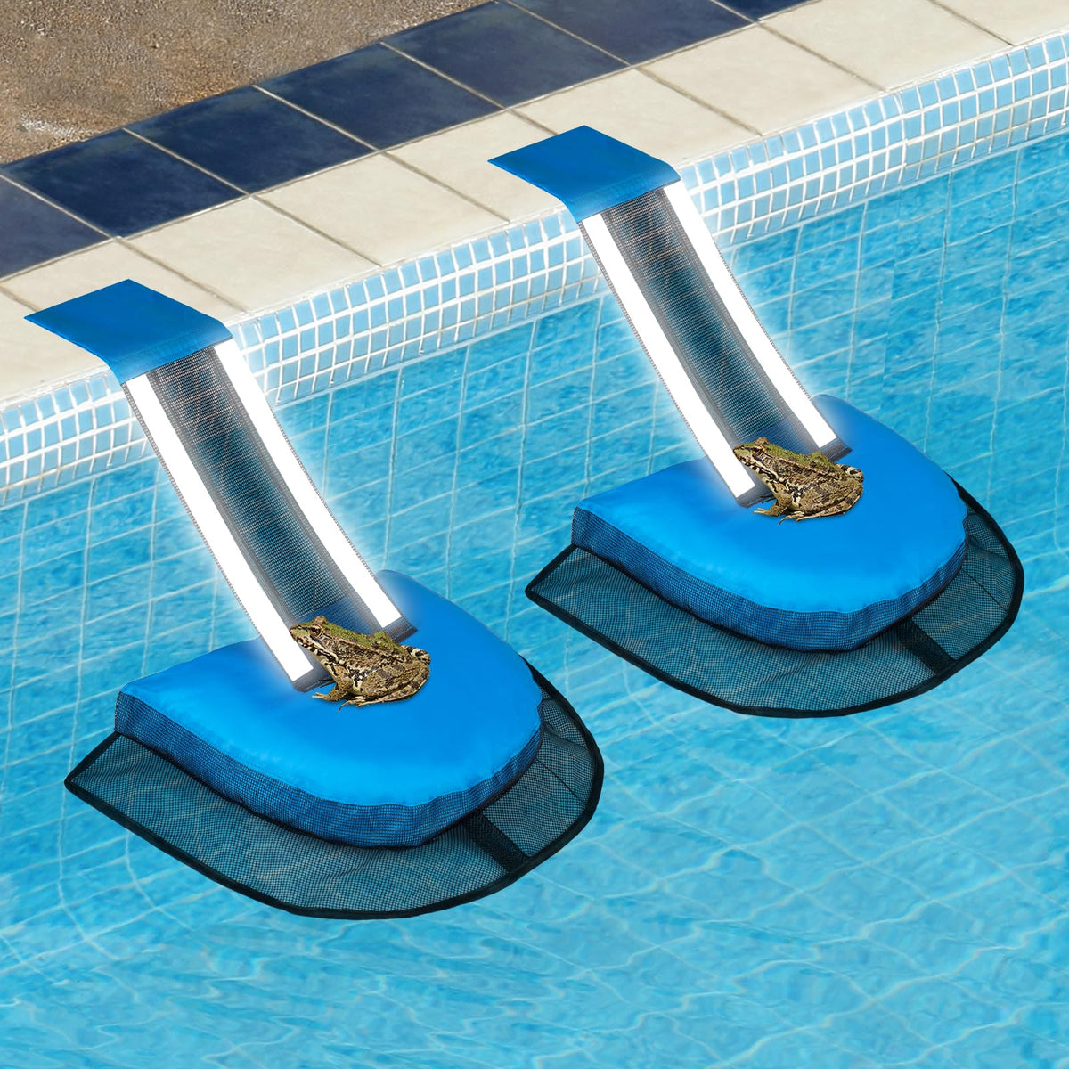 Animal Saving Escape Ramp for Swimming Pools, Blue, L (2 Pack)