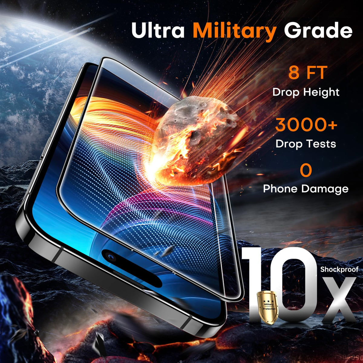 TOCOL Tempered Glass Screen Protector for iPhone 16, 2 Pack