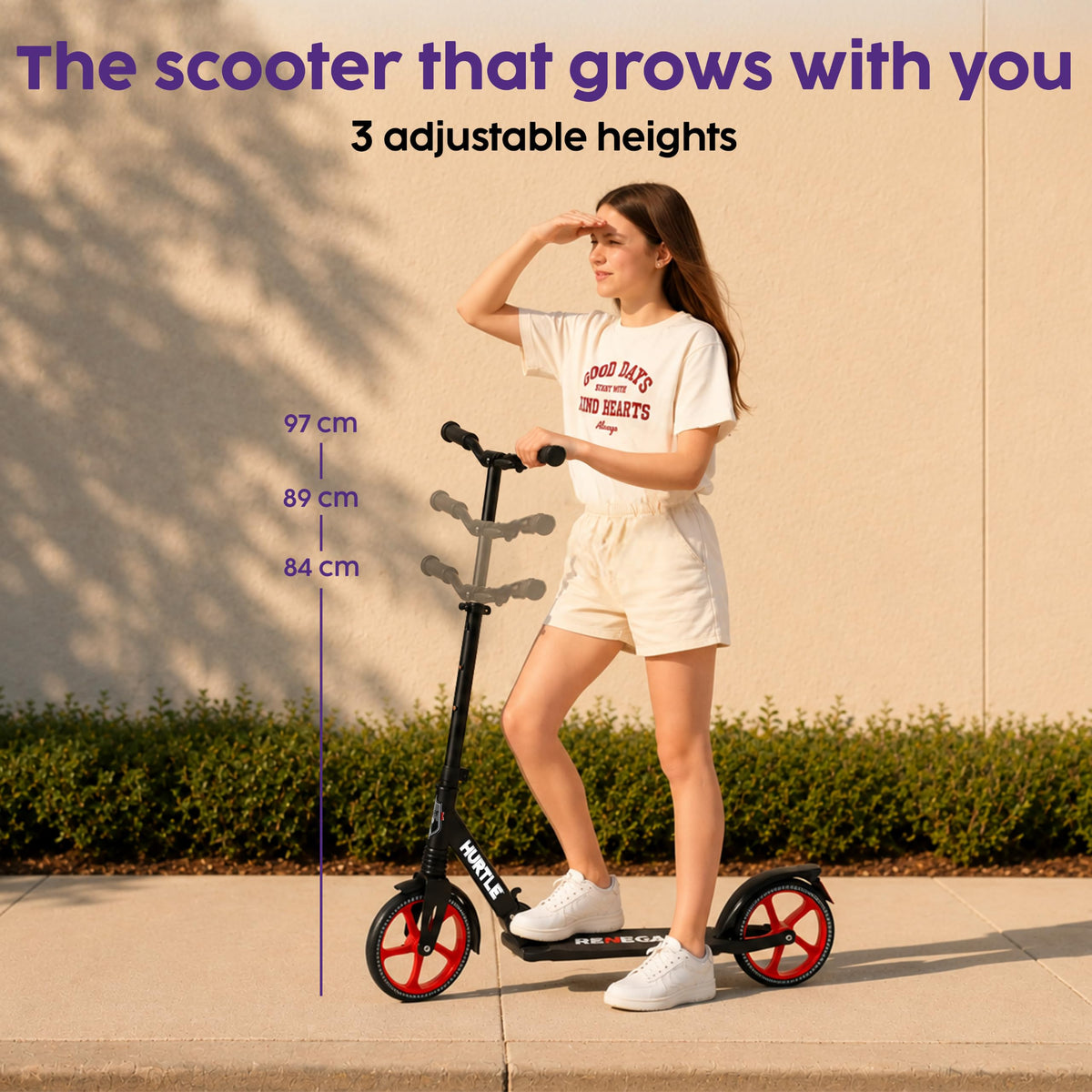 Hurtle Two Wheel Folding Kick Scooter, Black, Ages 8+