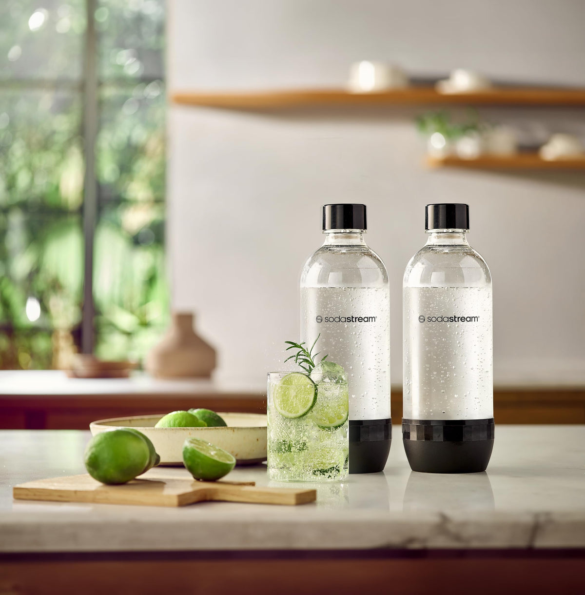 SodaStream 1 L Classic Bottles, Black (2 Pack)