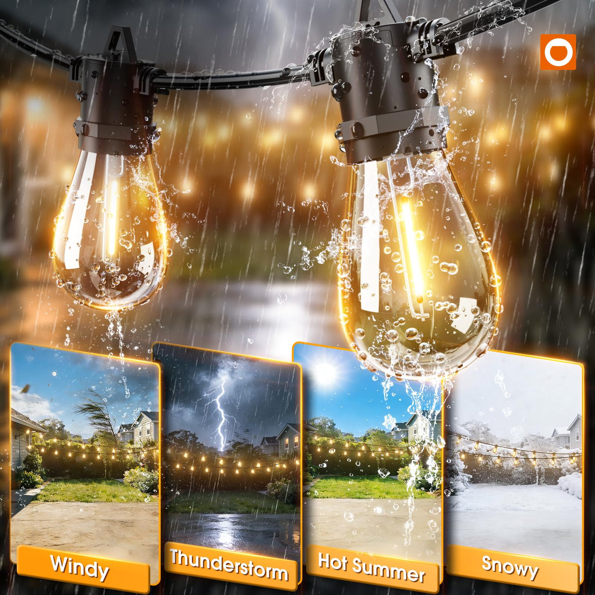 addlon Solar String Lights with Remote & USB Port, 54 ft