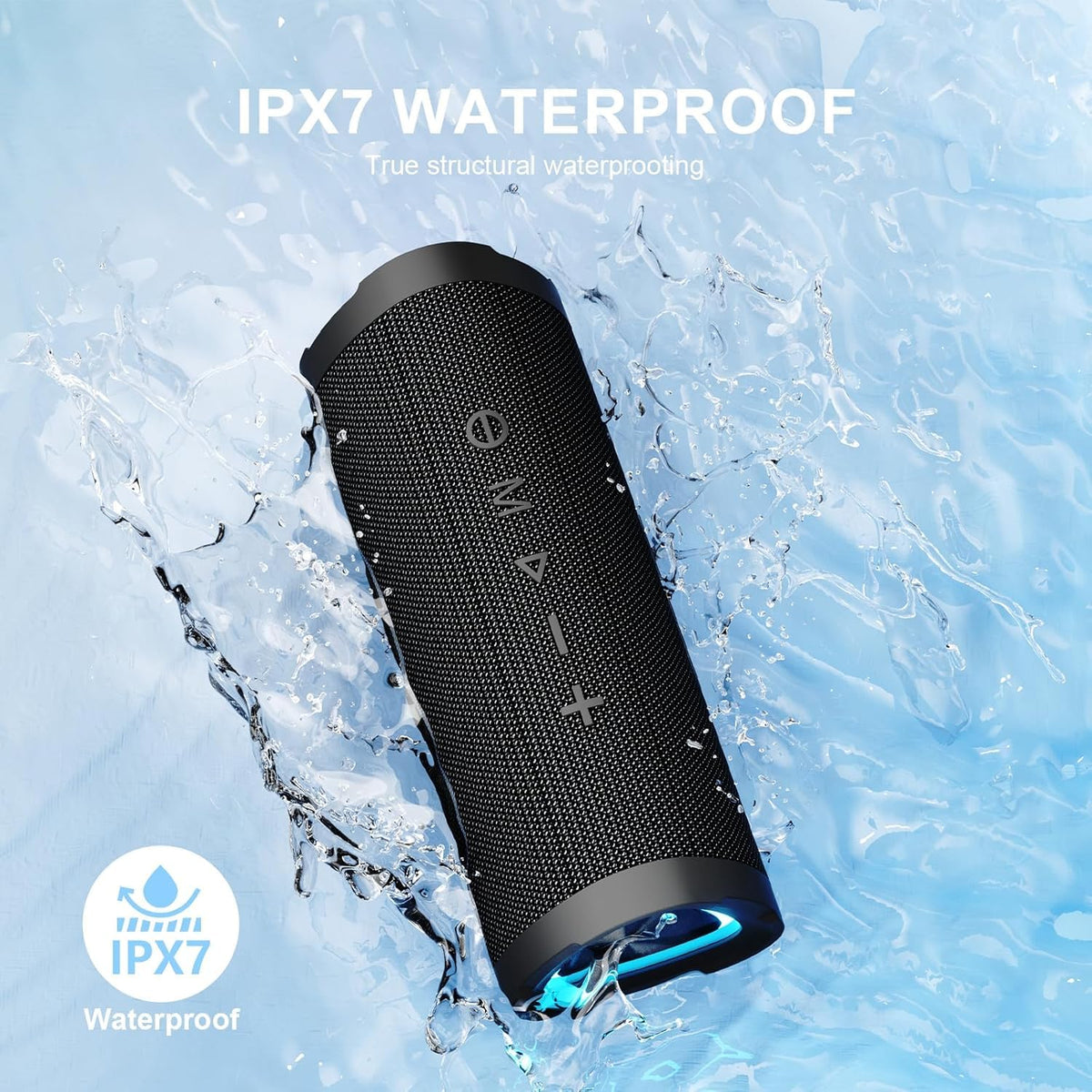Vanzon V40 Portable Bluetooth Speaker with LED Lights, Black