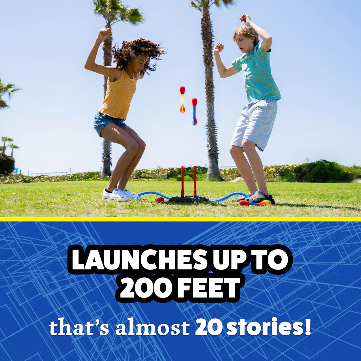 The Original Stomp Rocket Dueling Rockets Launcher, 4 Rockets