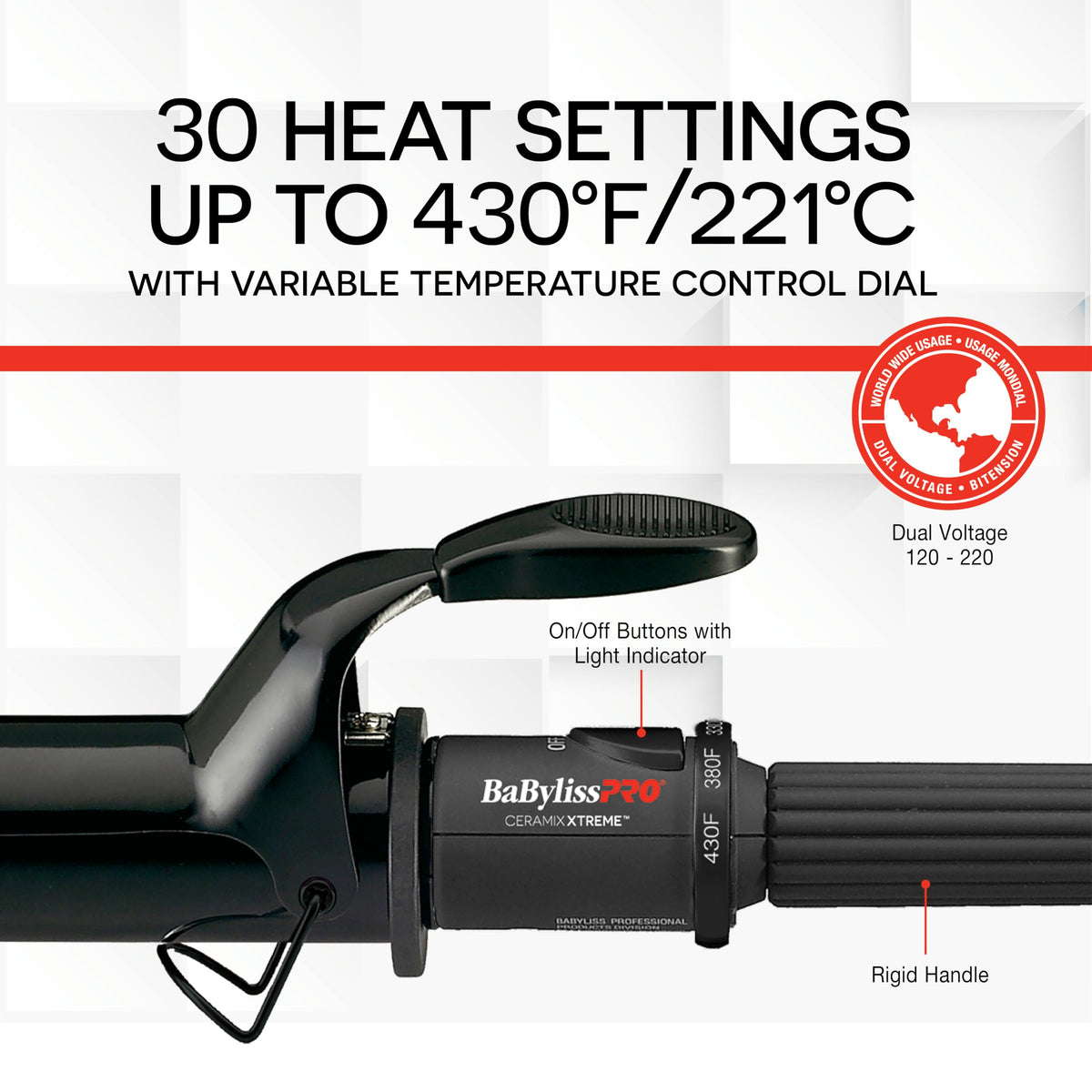 BaBylissPRO Ceramix Xtreme Ceramic Curling Iron, 1.5 in