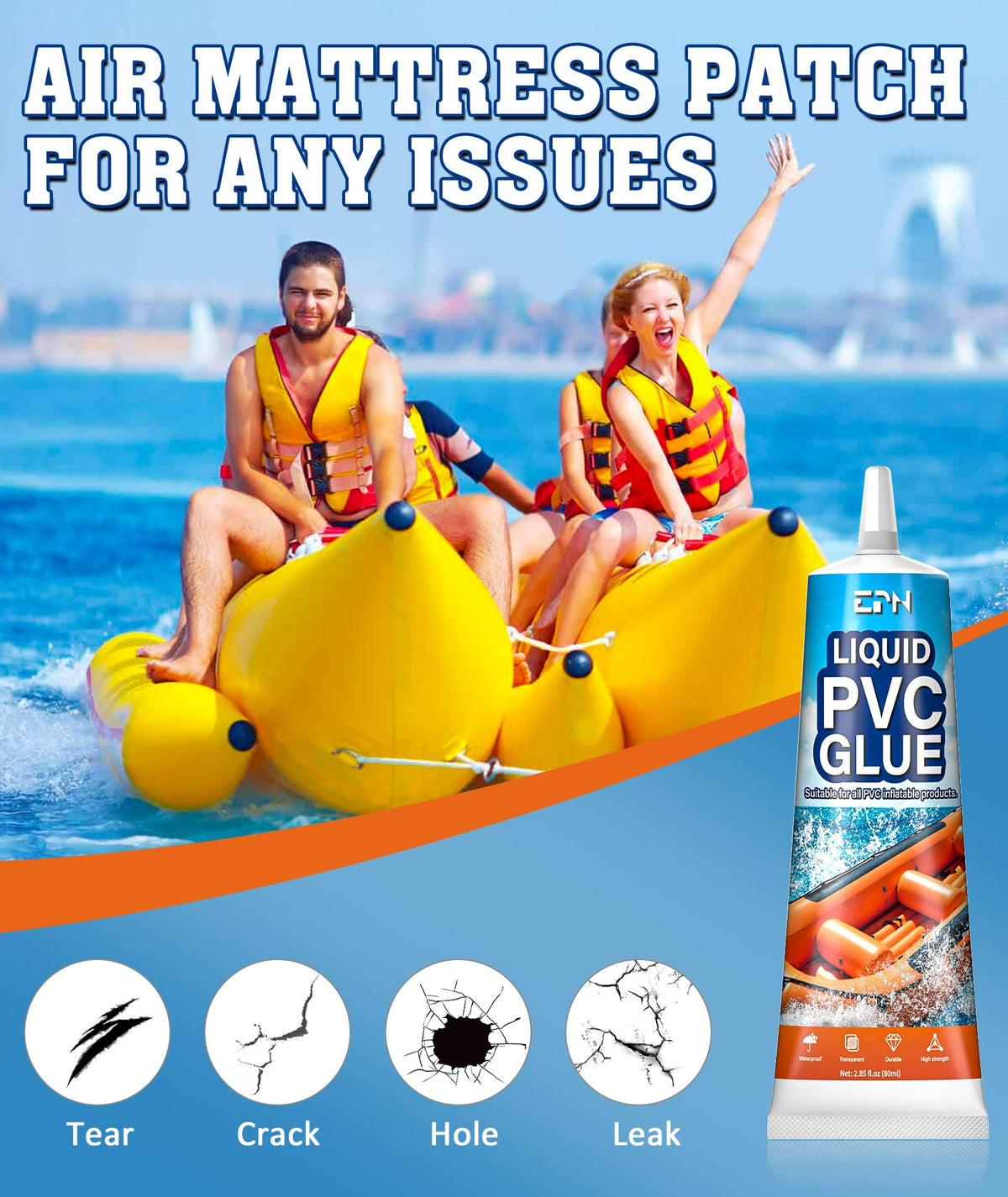 EPN Vinyl Air Mattress & Pool Patch Repair Kit, 80 ml