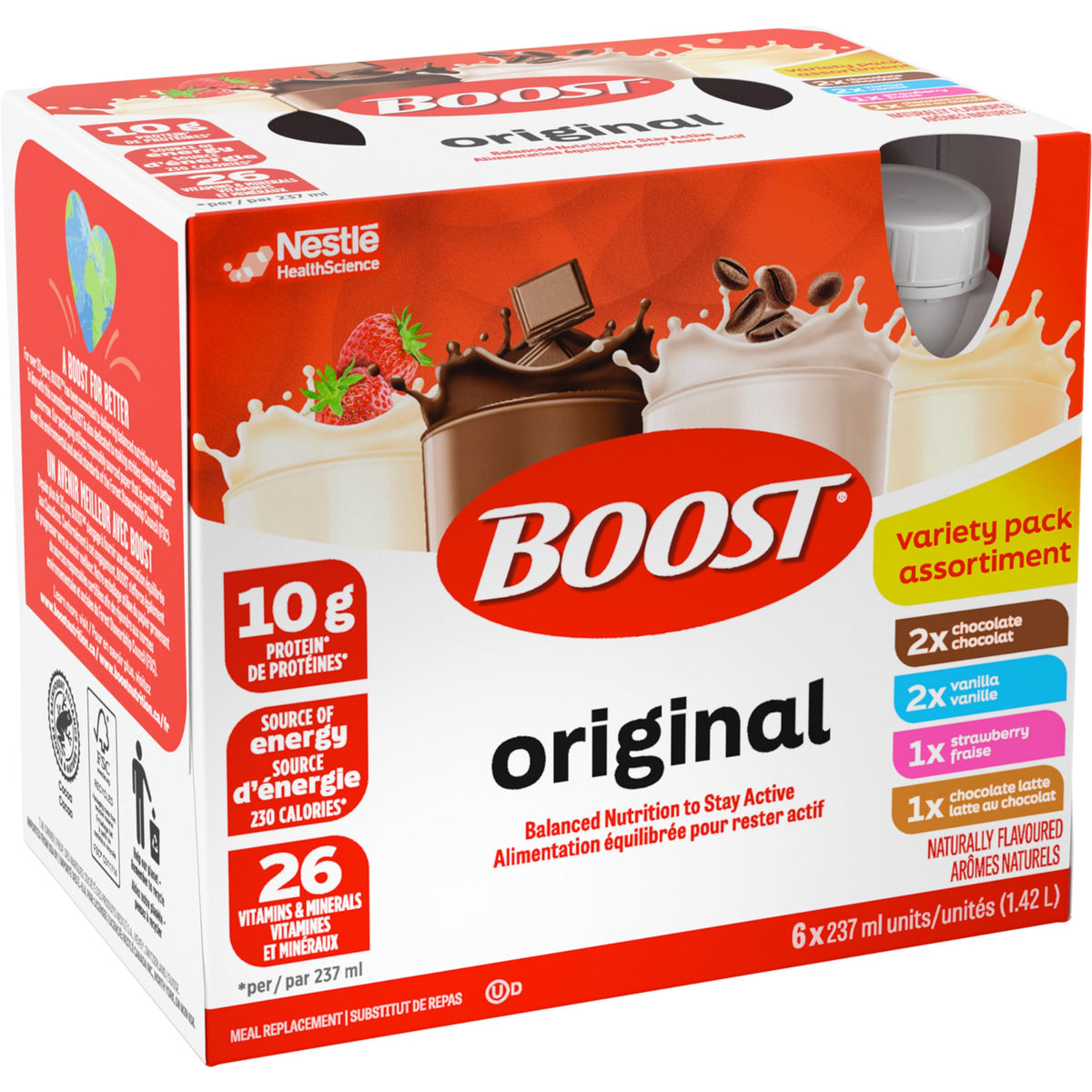 Boost Original Meal Replacement Drink, Variety Pack, 6 x 237 mL
