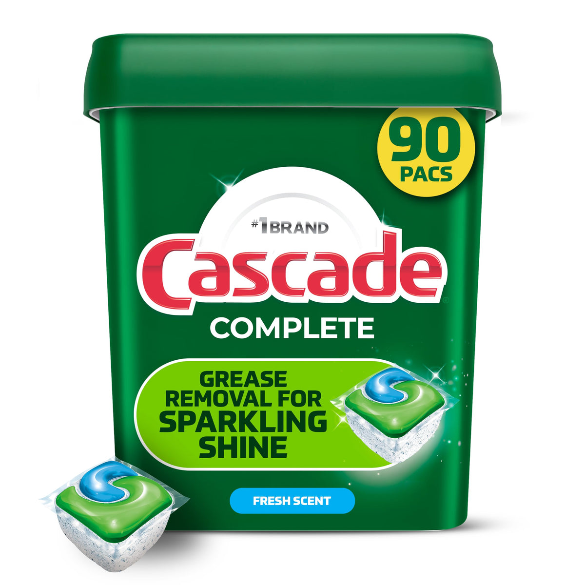 Cascade Complete Dishwasher Detergent Pods, Fresh Scent, 90 Count