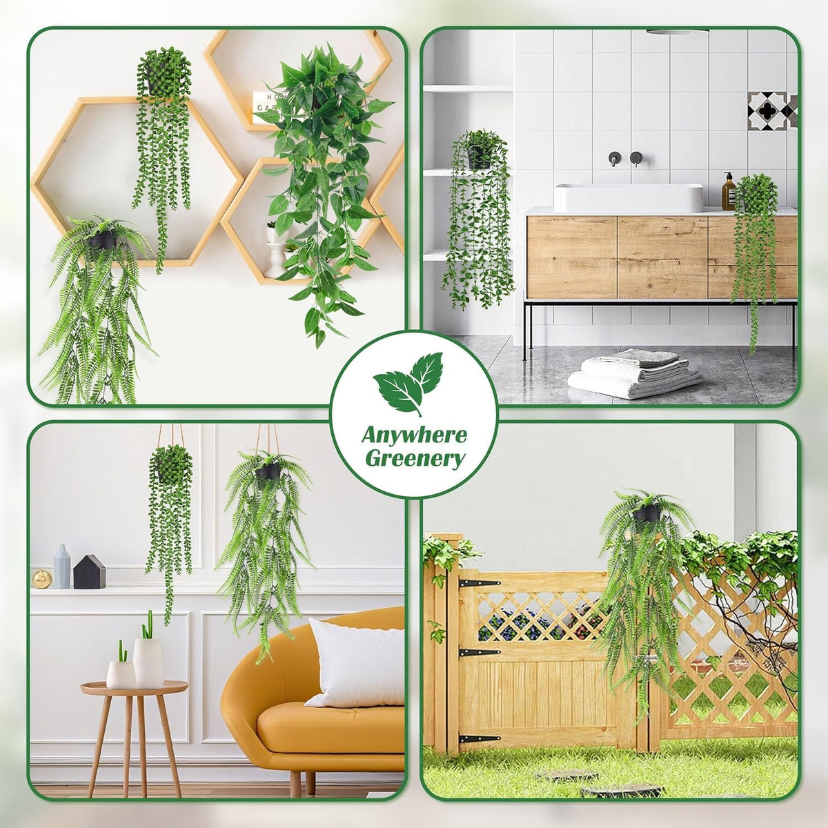 Der Rose Artificial Hanging Plants, 4 Pcs
