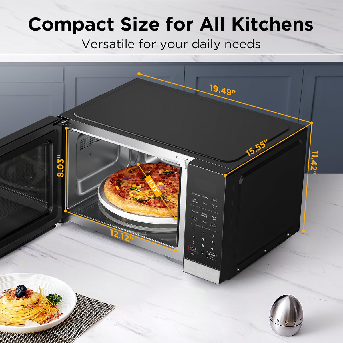 Black+Decker Microwave Air Fryer Combo, 5-in-1, 0.9 Cu Ft, 900W