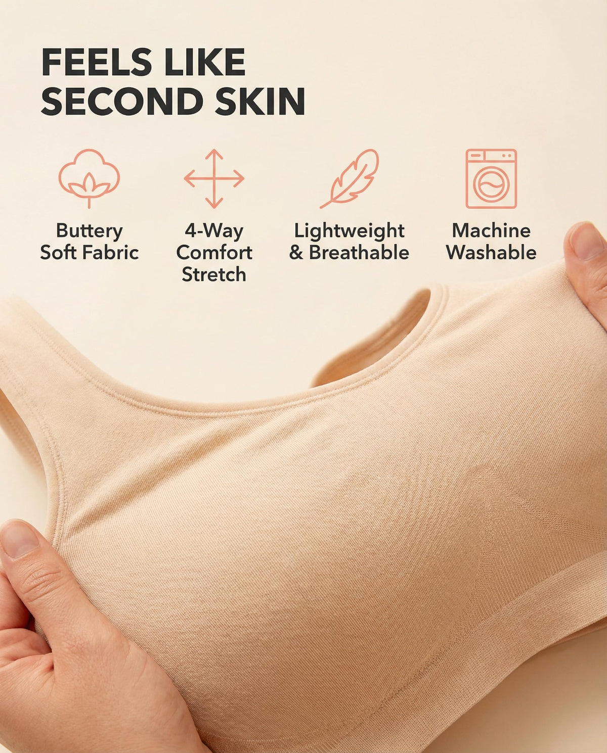 Shapermint Wireless Full Support Seamless Bralette, Nude