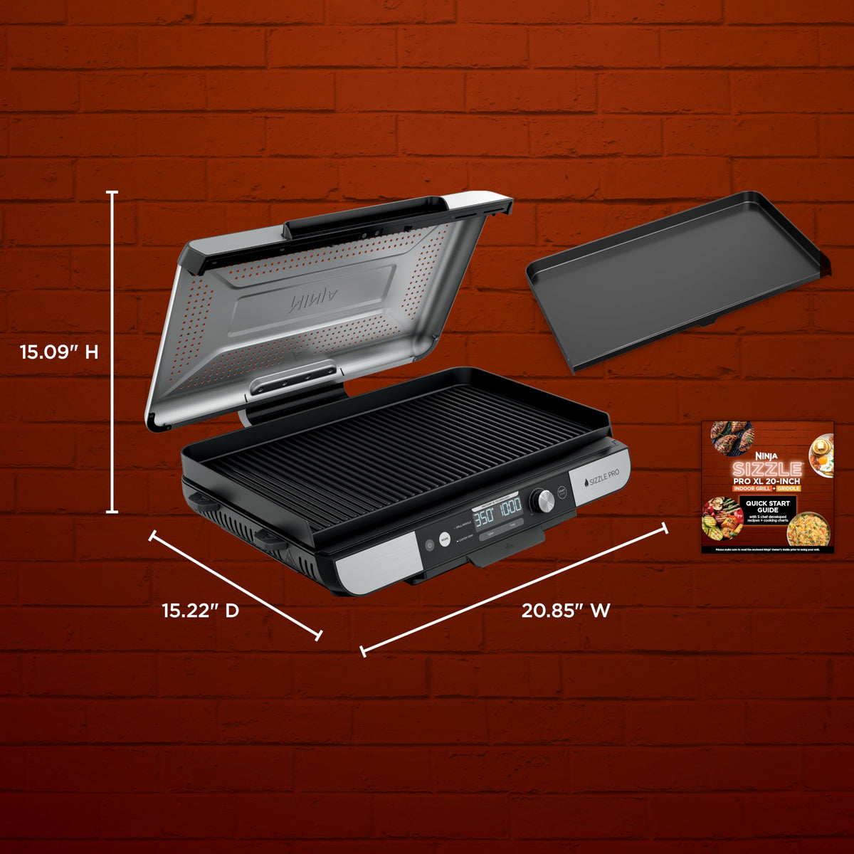 Ninja Sizzle Pro XL 20-Inch Indoor Griddle and Grill, GX101C, Silver