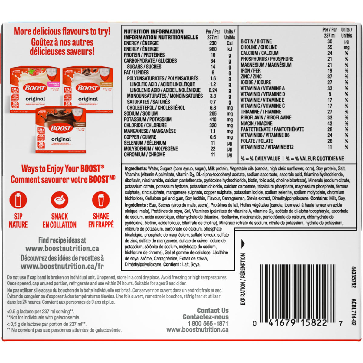 Boost Original Meal Replacement Drink, Vanilla, 237mL, 24 Pack