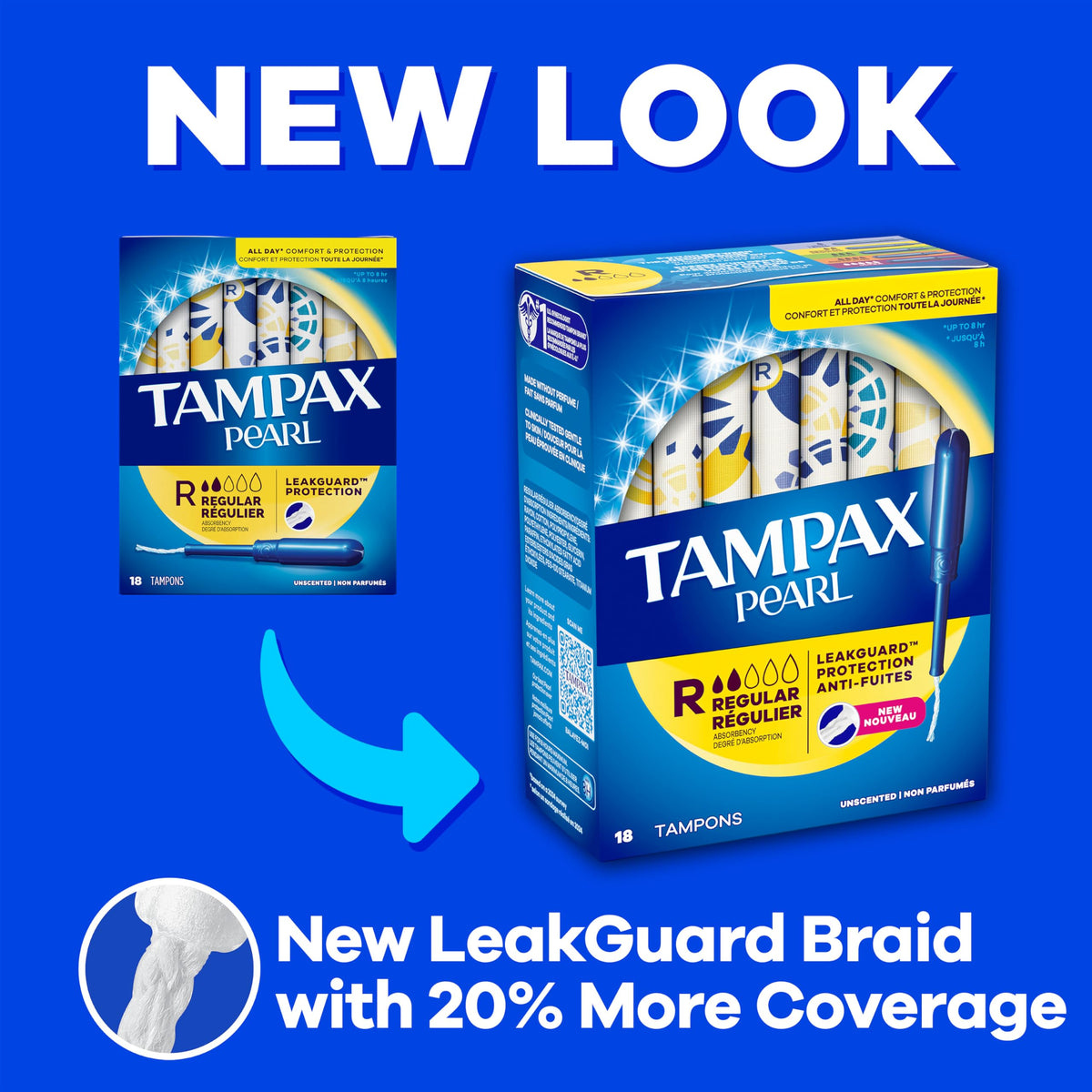 Tampax Pearl Tampons, Ultra Absorbency, Unscented, 60 Count