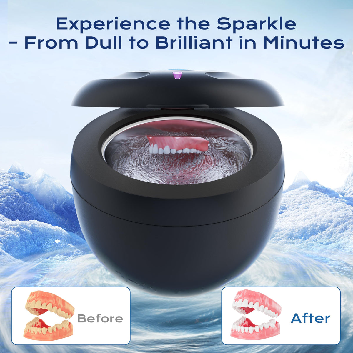 Ultrasonic Retainer Cleaner, 45kHz, 200ML, 4 Modes