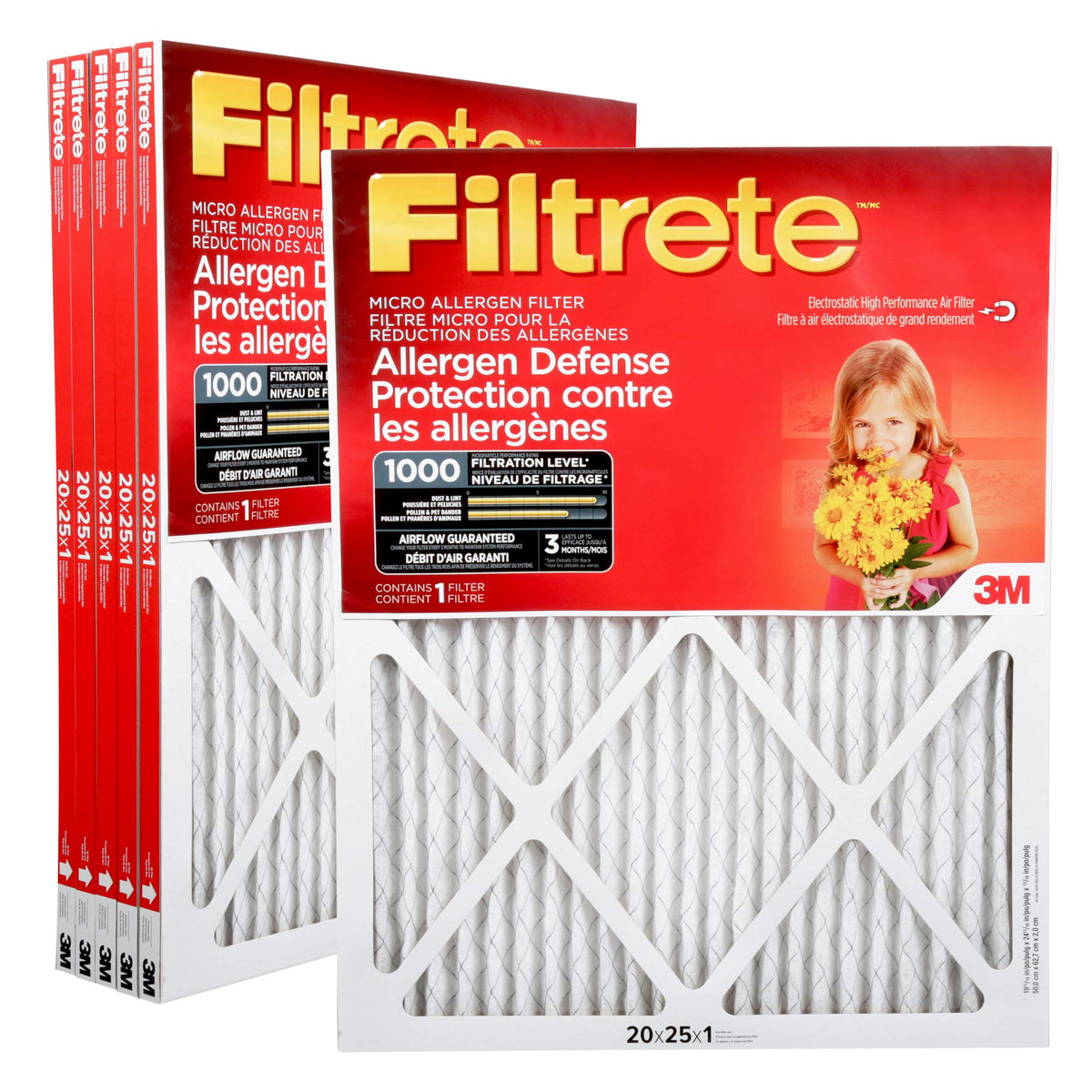 Filtrete 20x25x1 Furnace Filter, MPR 1000, MERV 11, 6 Pack