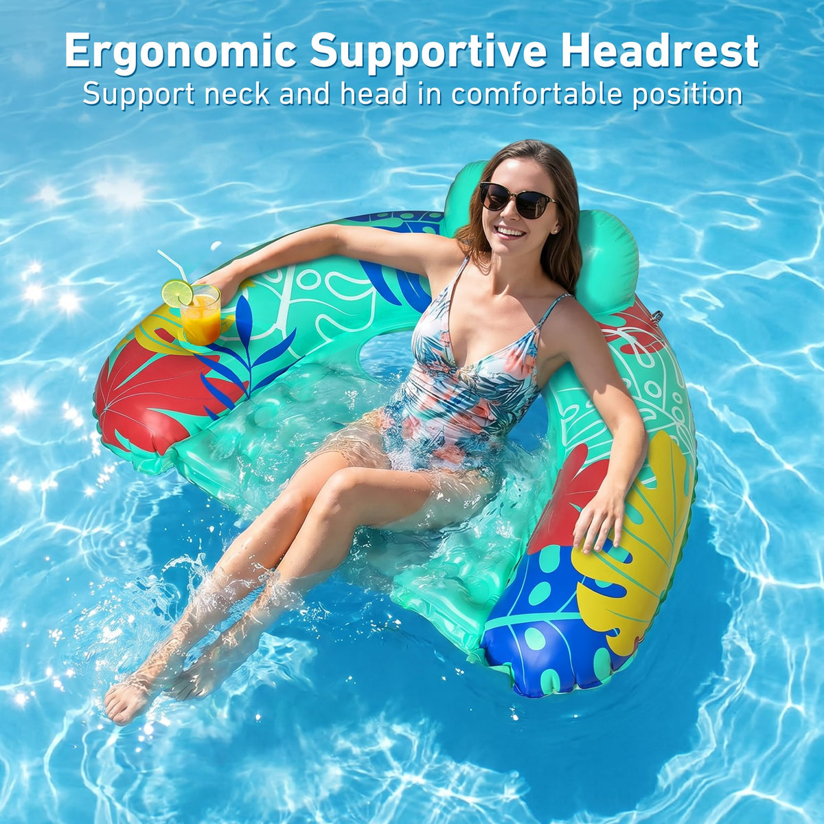 SEETOHOME Inflatable Pool Float Chairs with Cup Holder (3 Pack)
