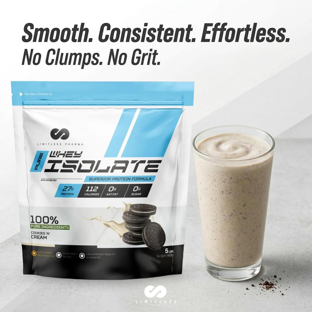 Limitless Pharma Pure Whey Isolate, Vanilla, 2 lb