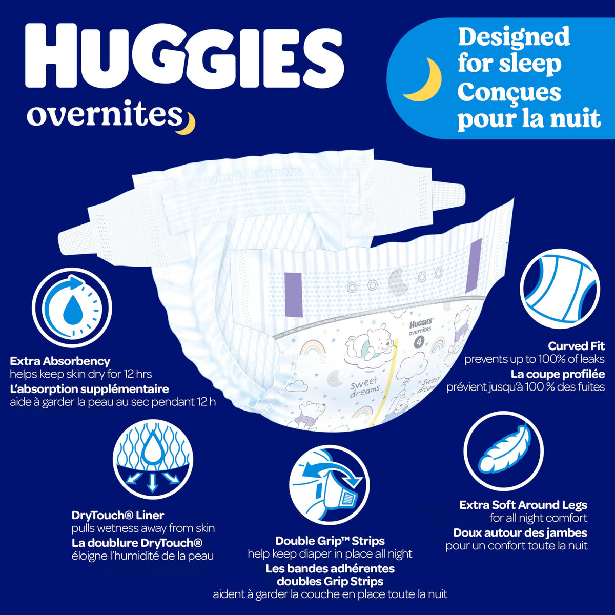 Huggies Overnites Overnight Diapers, Size 6 (35+ lbs), 42 Count