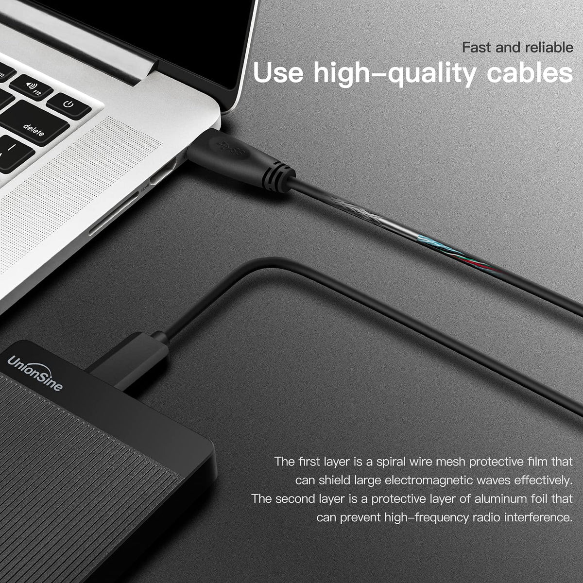 UnionSine 1TB Slim Portable External Hard Drive, USB 3.0, Black