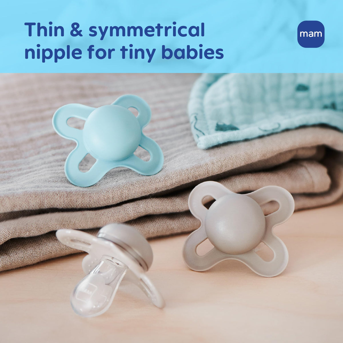 MAM Original Start Baby Pacifiers, 0-3 Months, Silicone, 4 Pack
