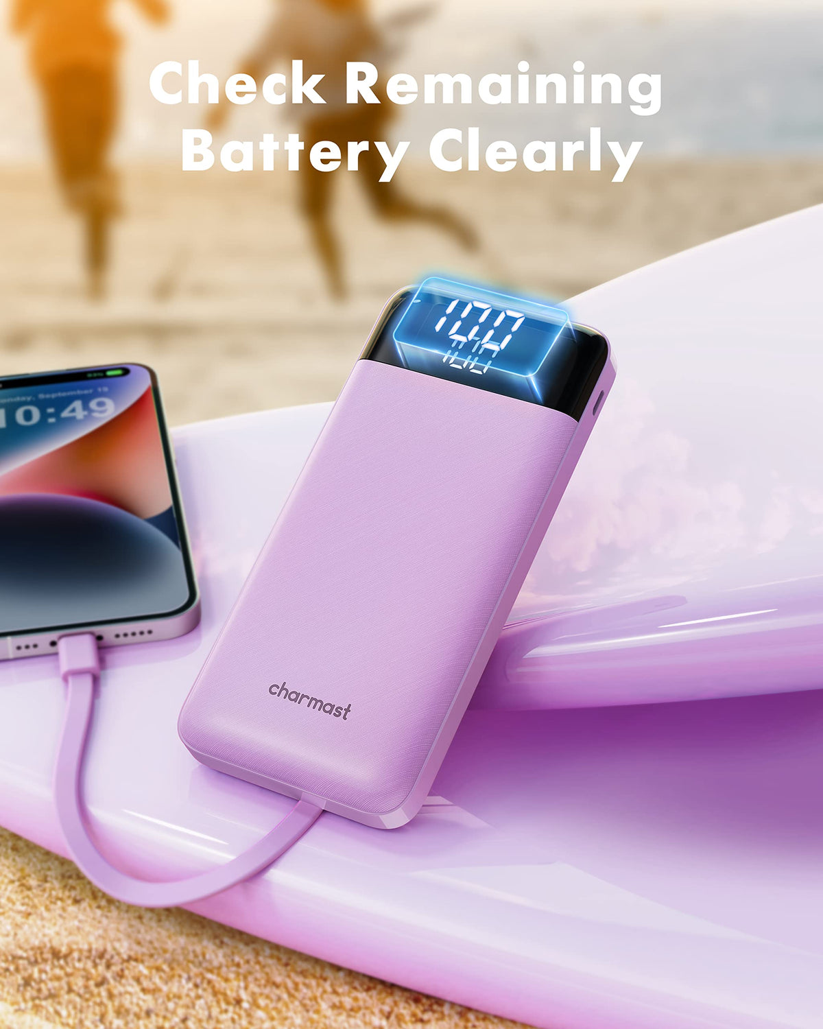 Charmast Slim Portable Charger, 10000mAh, Purple