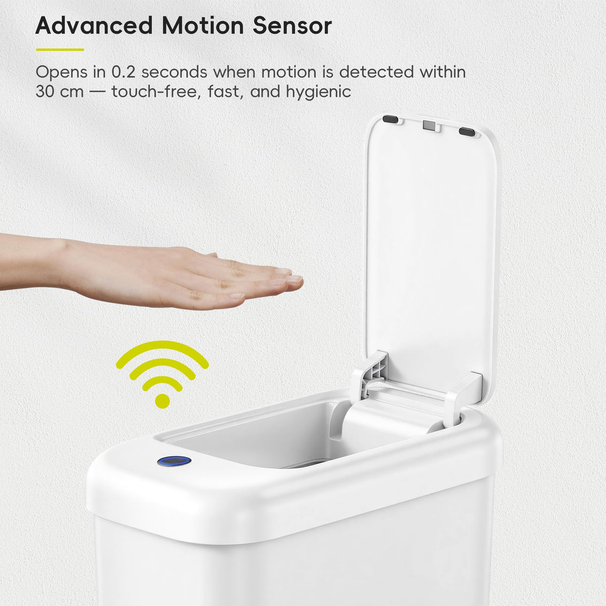 EKO Automatic Slim Touchless Bathroom Trash Can, 2.6 Gal, White
