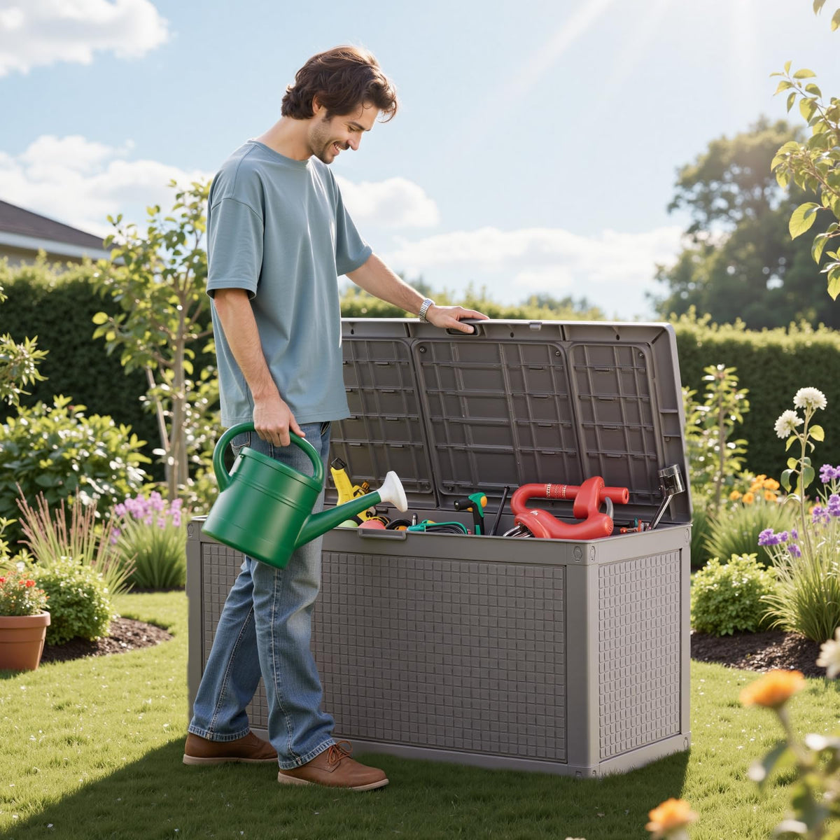 VEVOR Outdoor Resin Deck Storage Box, 100 Gallon