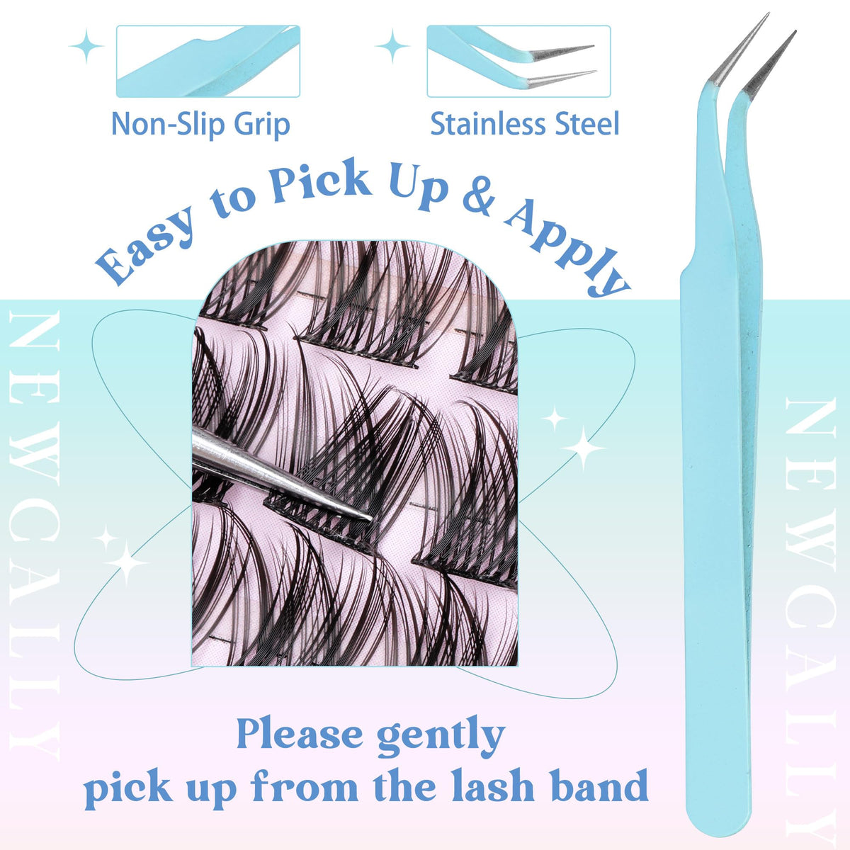 Newcally Wispy Lash Clusters Kit, C Curl, 10-16 mm