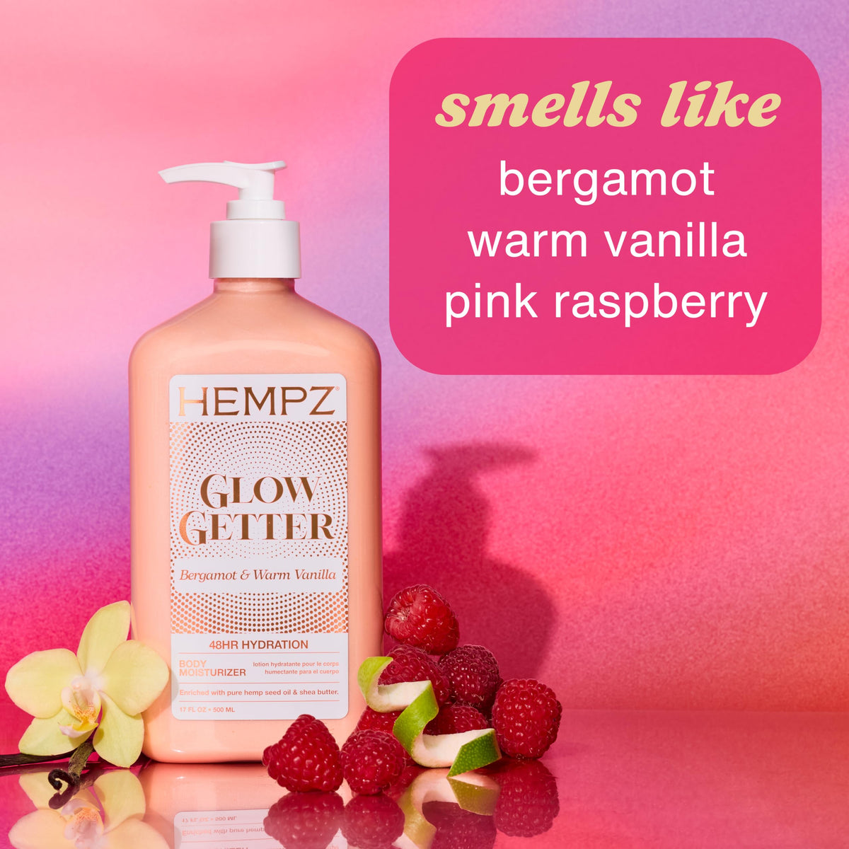 Hempz Glow Getter Body Lotion with Shimmer, 500 mL